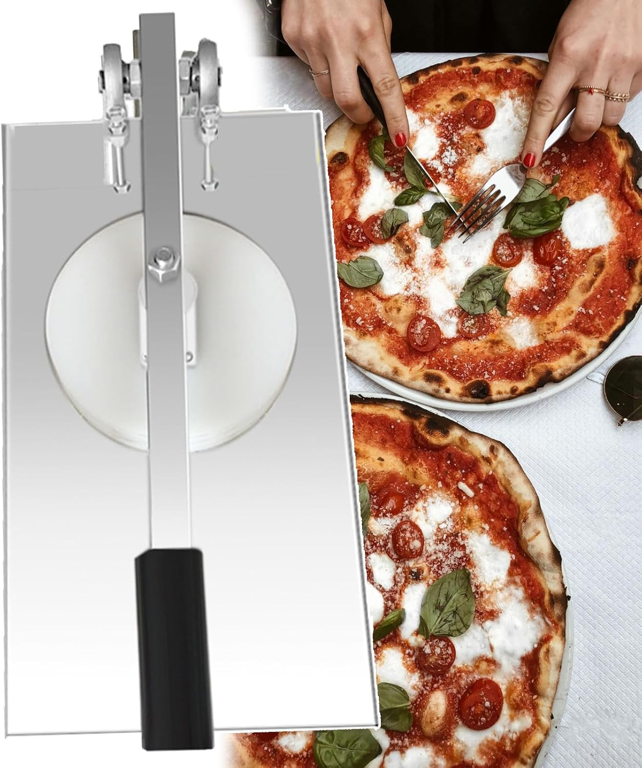 12CM-18CM Dough Press Machine - Adjustable Extension Arm Angle Manual Pizza Press Machine - Kitchen Tool Pizza Press Machine Pizza Pans Bakeware for Commercial or Family Home,14CM,12CM