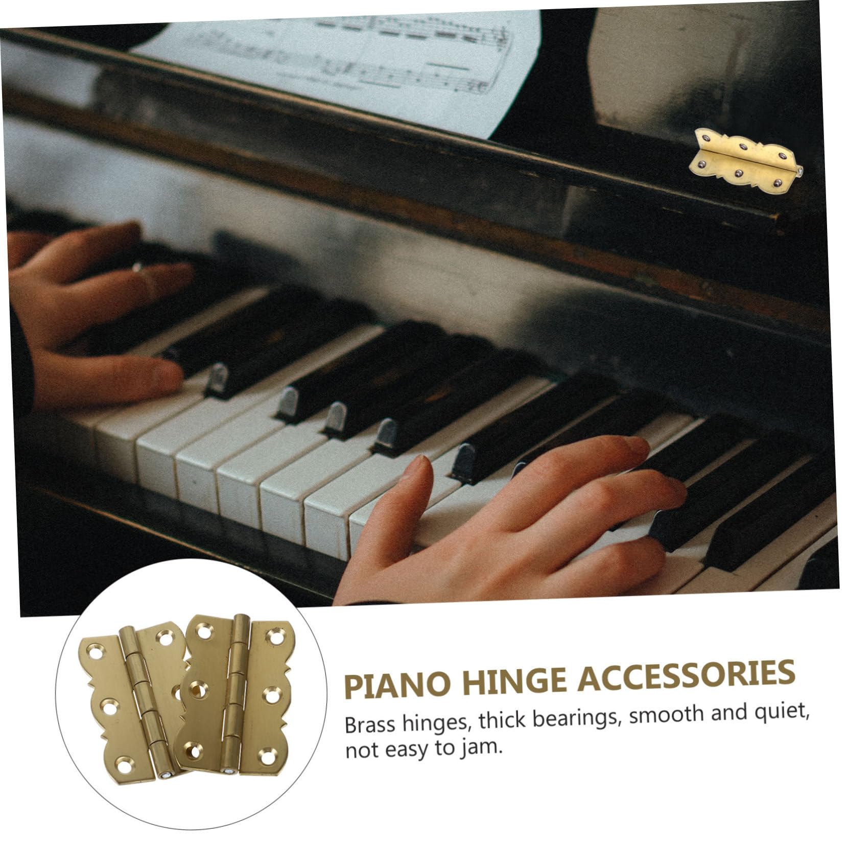 Artibetter 10piezas Bisagras Para Piano Accesorios De Piano De Bisagras Antiguas Para Soporte Musical Sin Tornillos Diseño Silencioso Resistencia Duradera Dorado