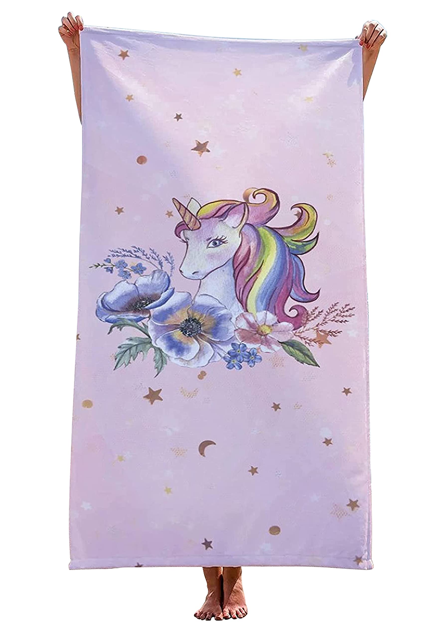 Alottagifts Serviette De Plage Licorne Arc-en-ciel 76,2 X 152,4 Cm En