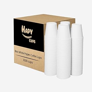 1000 Pack 8oz White Coffee Cups | Disposable Paper Coffee Cups | Drinking Cups For Cold/Hot Coffee, Water, Juice, or Tea, ...