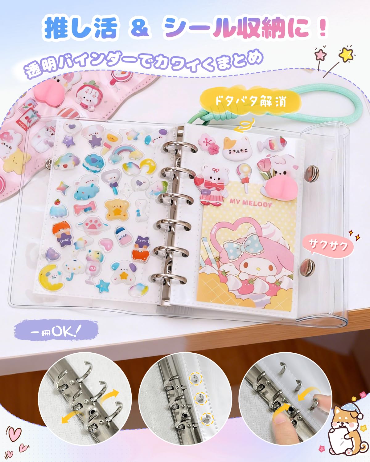 Amazon | BlissPost シール帳 バインダー 透明 A6 【リフィル20枚付