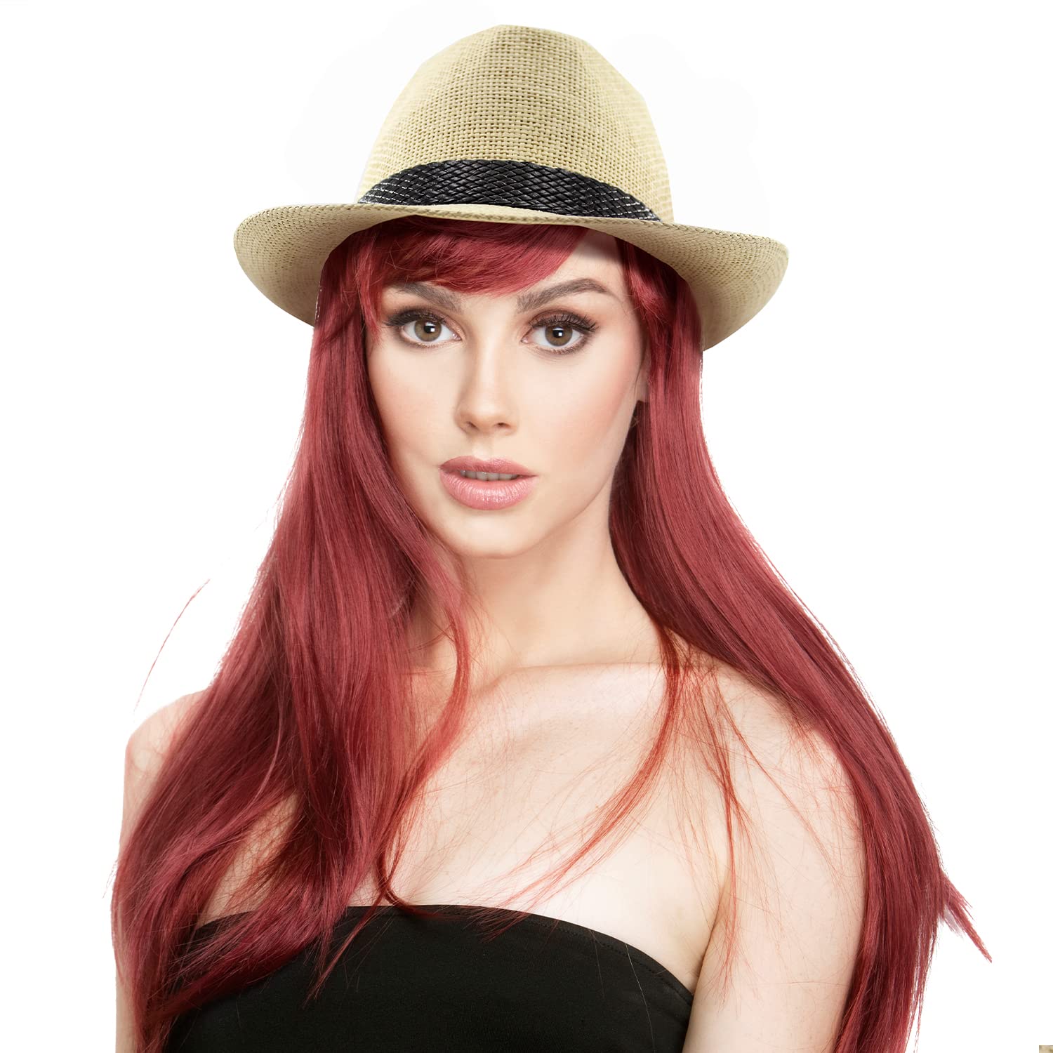 Sombrero Paja de Papel Hombre Mujer Gorra Panamá Verano Playa de ala Corta Moda Unisex 57/58CM