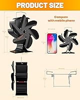Vista 3 de HIDALIFE Ventilador de estufa de leña, ventilador de chimenea alimentado por calor con soporte compatible con calentador Buddy, soplador de estufa