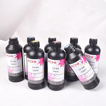 8X500ML UV Ink for UV 6090 Printer XP600 UV Printer Printing Ink on Metal Wood Glass 5X500ML CMYKWV + Varnish+LC+LM for Ep XP600 TX800 tx300 dx4 dx5 dx6 dx7 dx10