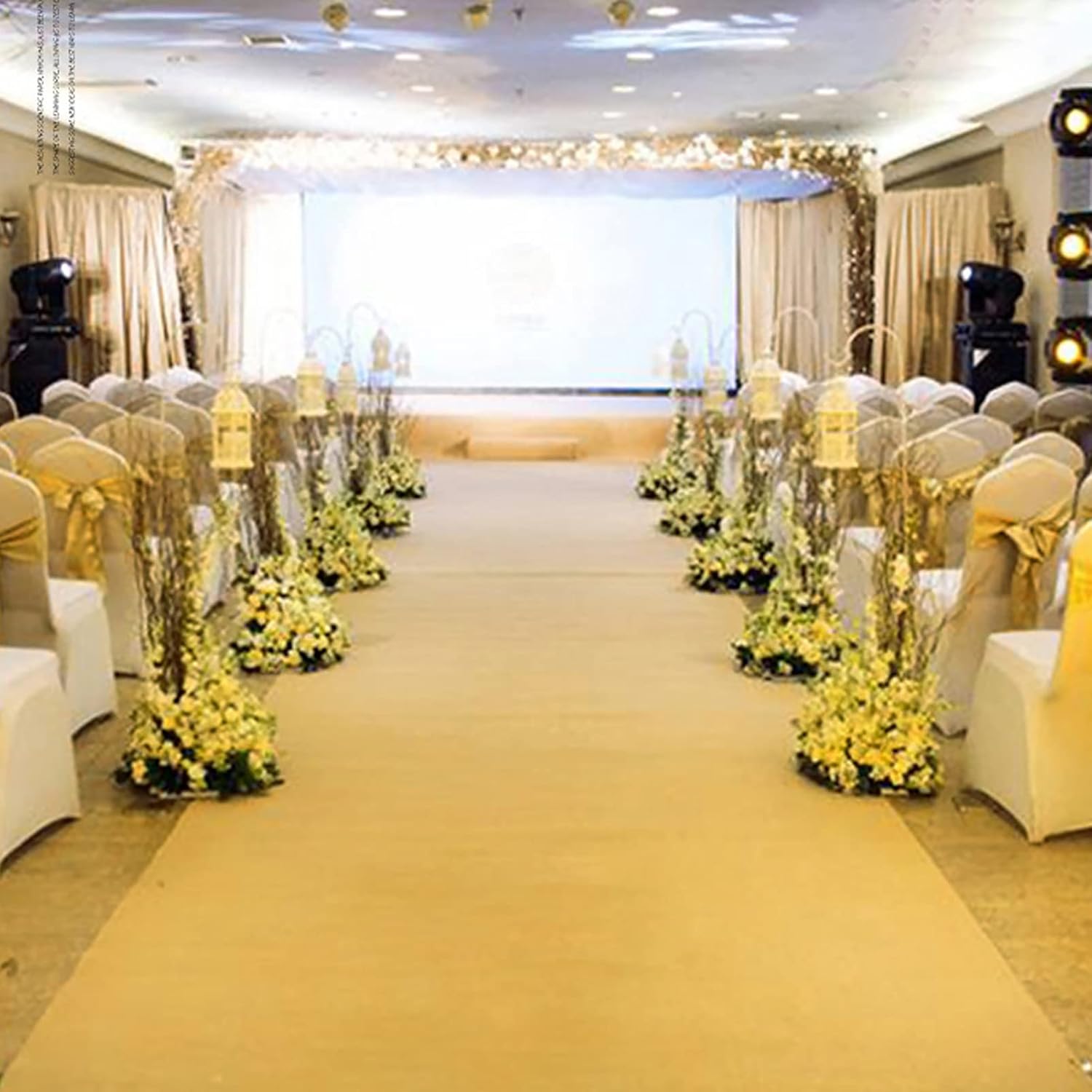 Yellow Carpet Runner for Party, 2mm Thickness Aisle Runner for Wedding Ceremony, Birthday, Banquet Decorations