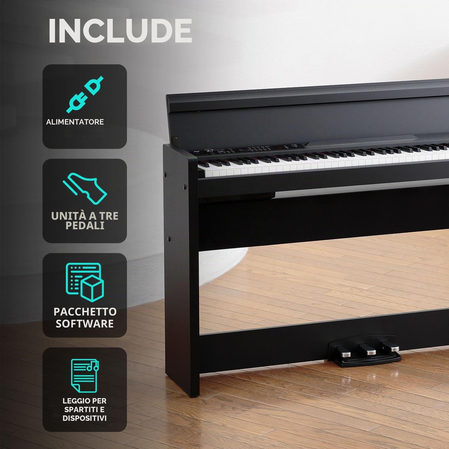 KORG - LP-380-RW U KORG - LP-380-BK U, Pianoforte Digitale, Tastiera 88 Tasti RH3 (Real Weighted Hammer Action 3),3 Curve di Dinamica, generatore Stereo PCM con Polifonia 120 Voci, 30 Timbri