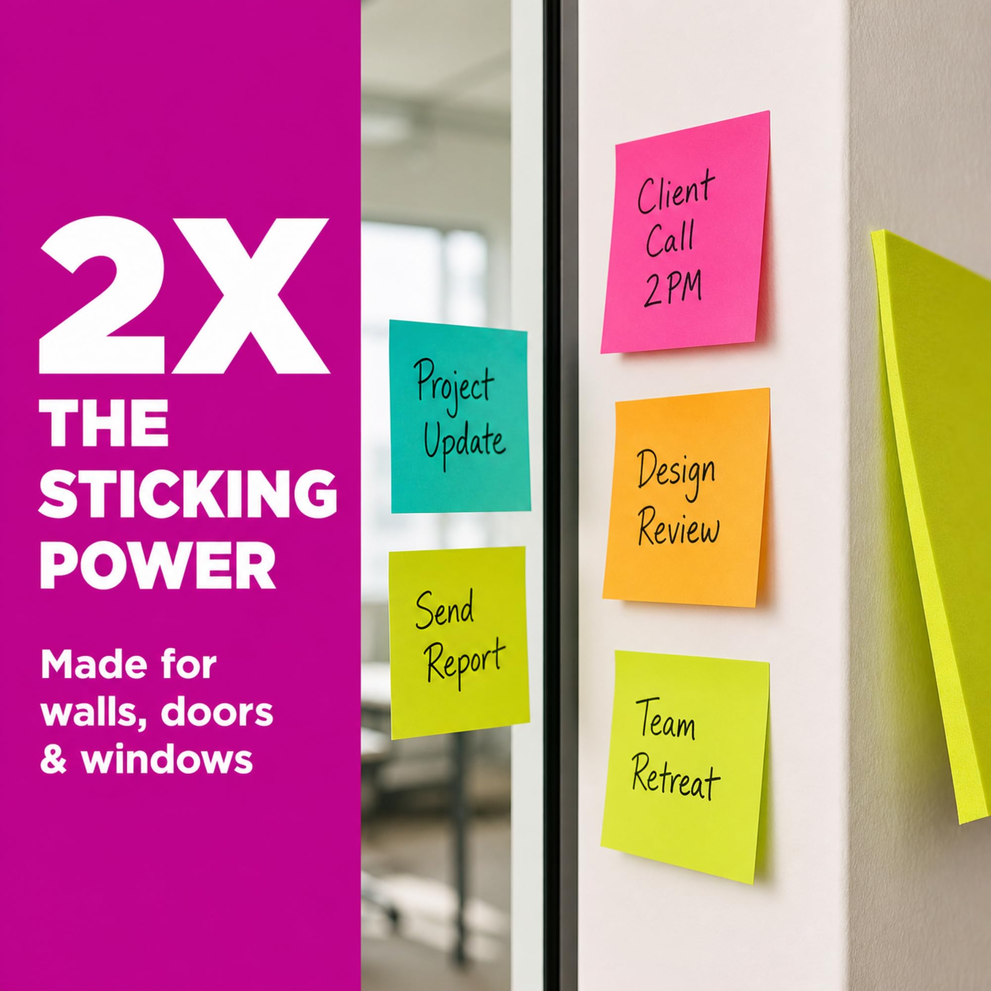 Post-it Super Sticky Notes Supernova Neon Lot de 4 paquets (60 blocs au