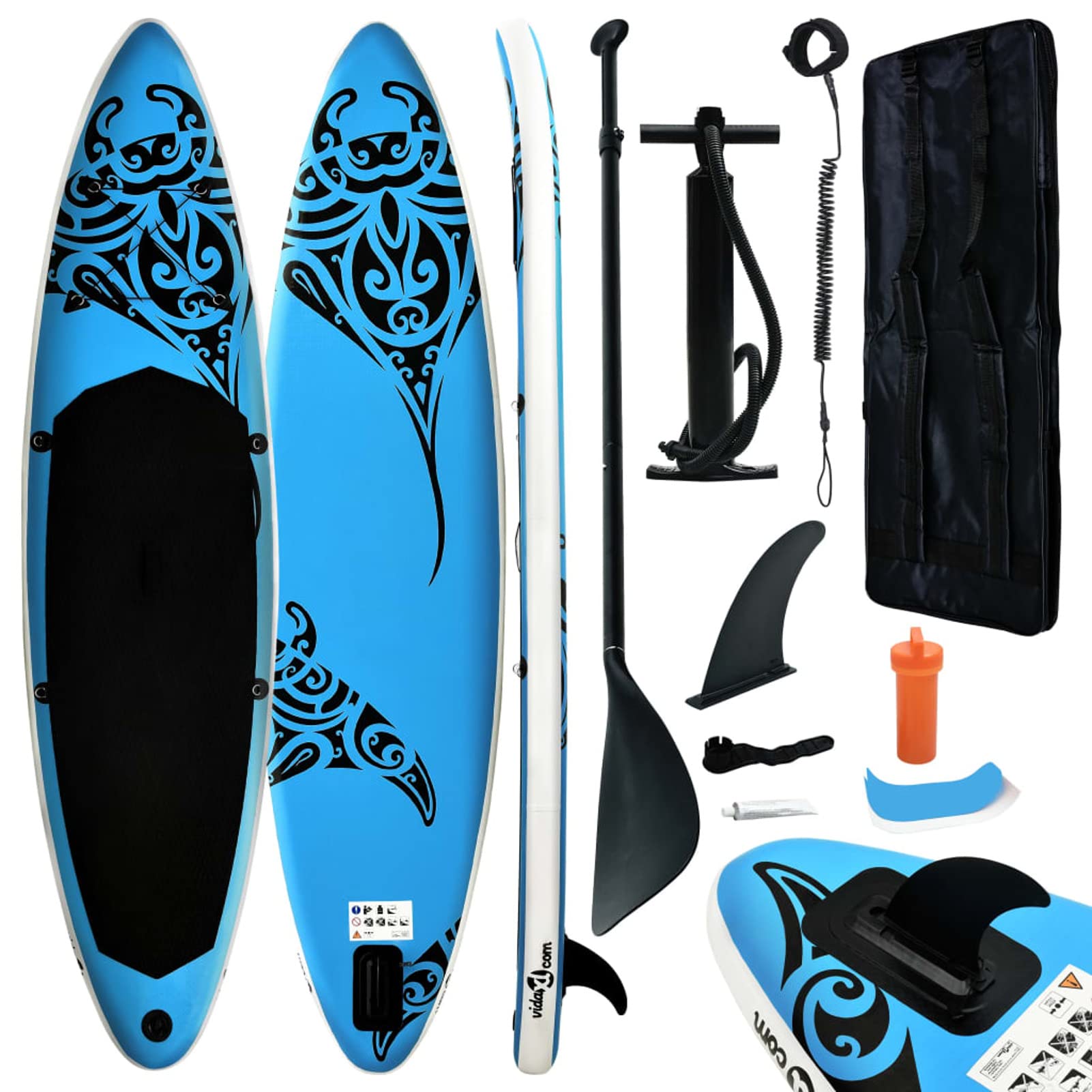 Tidyard Inflatable Stand Up Paddleboard Set 126 x 29.9 x 5.9 Inch Blue Paddle Board Non-Slip Paddleboard for Youth and Adults