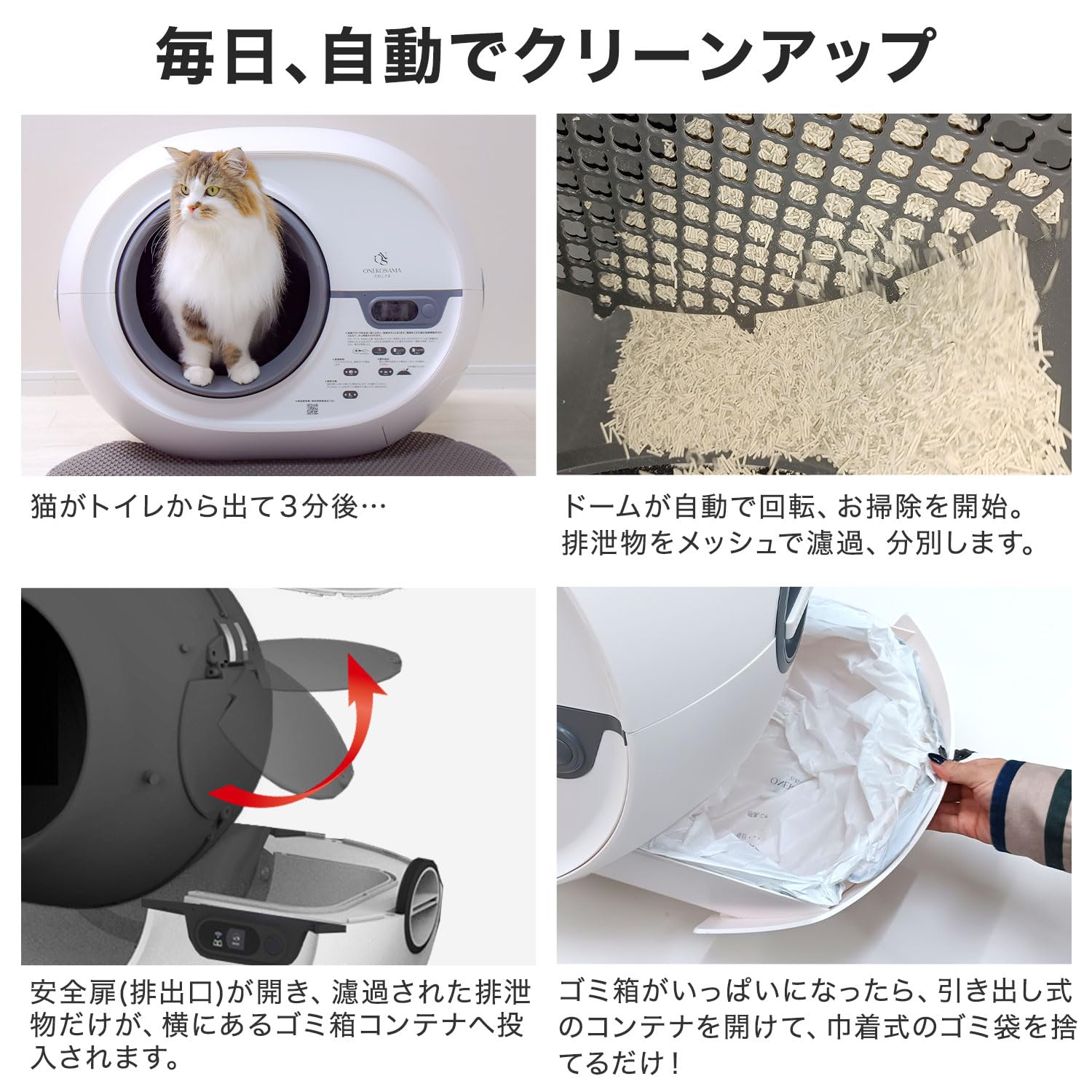 Amazon | [ONEKOSAMA] 猫用全自動トイレ 自動清掃 マイナスイオン消臭