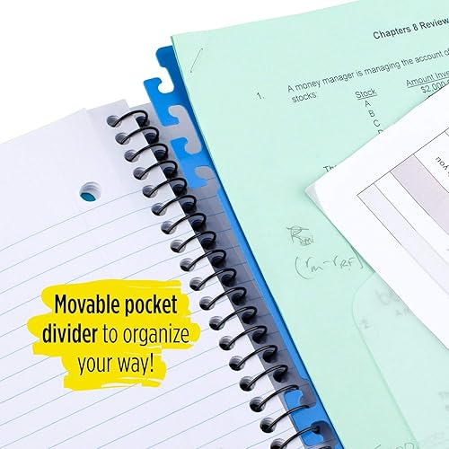 Miniatura 5 de Five Star Advance Cuaderno en espiral 5 temas papel a rayas 2 hojas el color puede variar 6326 Paquete de 1