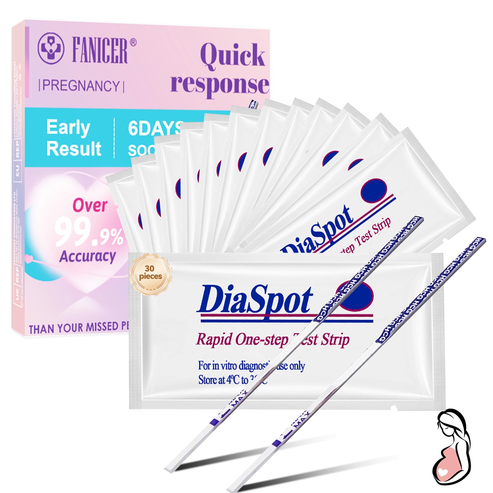 30 Pieces Pregnancy Test Strips Individually Pregnancy Test Strips Ultra Early Pregnancy Test Reliable and Fast Early Detection Home Use