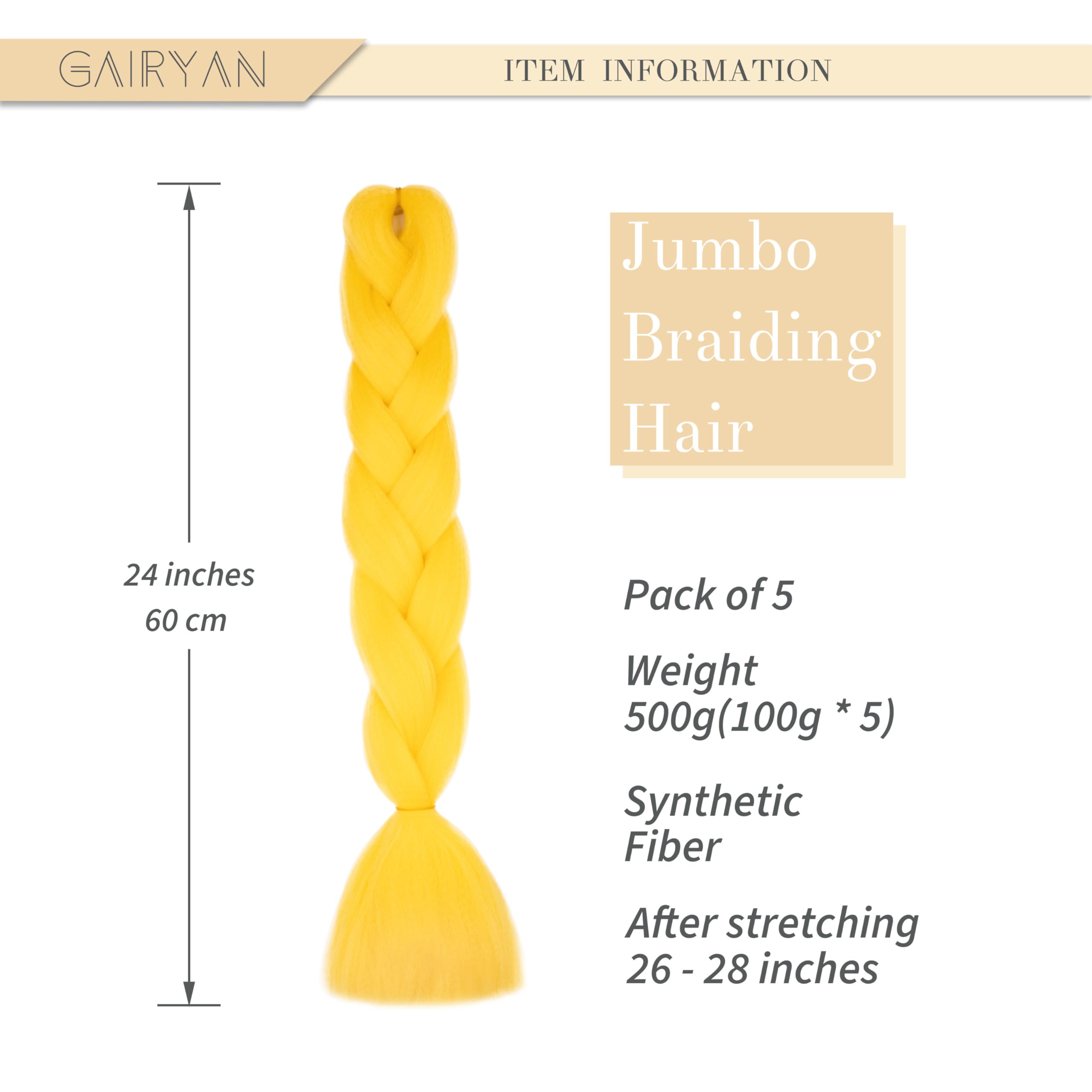 Gairyan Braiding Hair Extensions Ombre Jumbo Braids Synthetic Hair 5packs 24 inches 500g Coloured Hair for Braiding Extensions Box Braids Crochet Twist - Image 3
