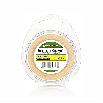 WALKER TAPE | German Brown Hair Patch Tape (1" x 3 Yards) | Strong Hold 2+Weeks (30+ Days with Glue) | Waterproof | Skin Safe | Easy to Apply & Remove | For Monofilament Hair Patches