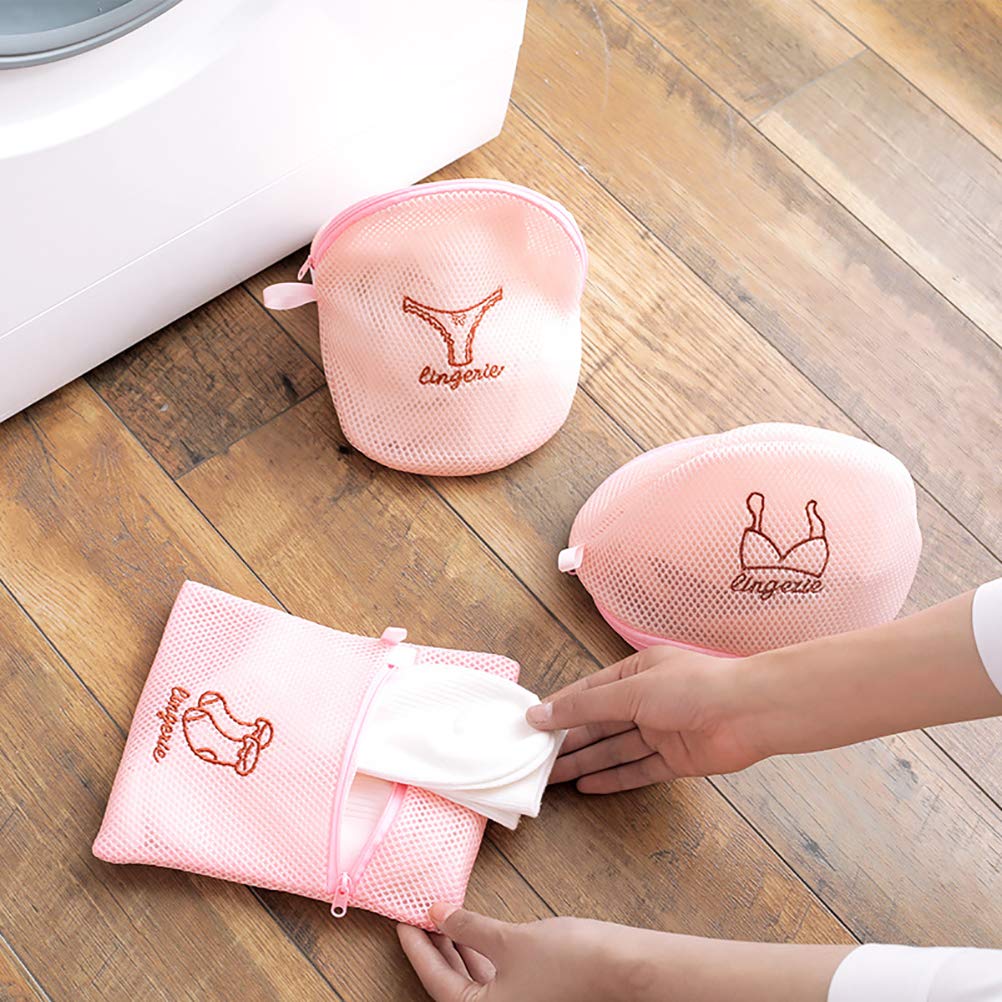 Filet à Linge Machine à Laver - Lot De 2 Sacs - Protection Soutien-Gorge, Linge Délicat - Rose
