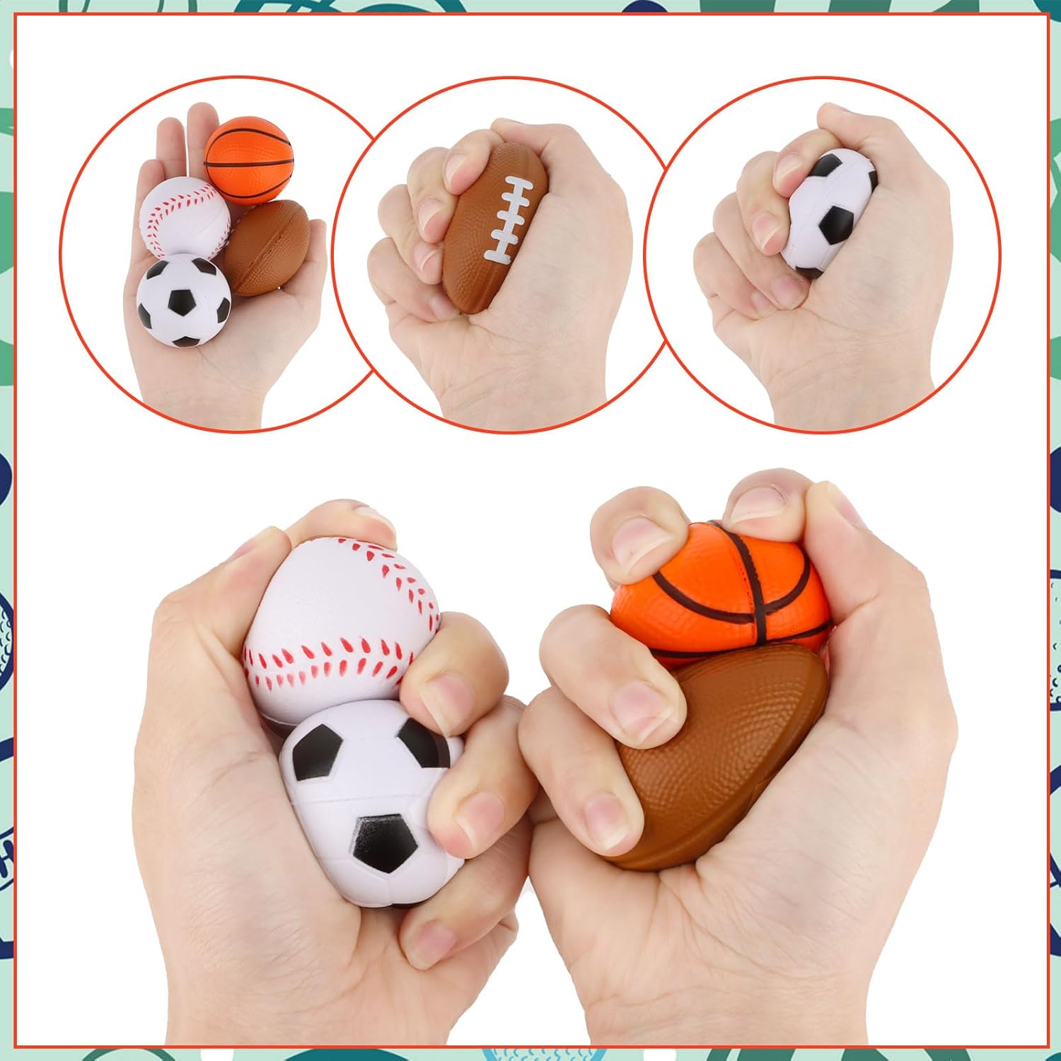 Hxezoc Mini Sport Stress Balls 20 Packs Foam Sports Balls Small Squeeze Anxiety Bulk Toy Ball for Kids Sport Theme Birthday Party, School Carnival Party Supplies