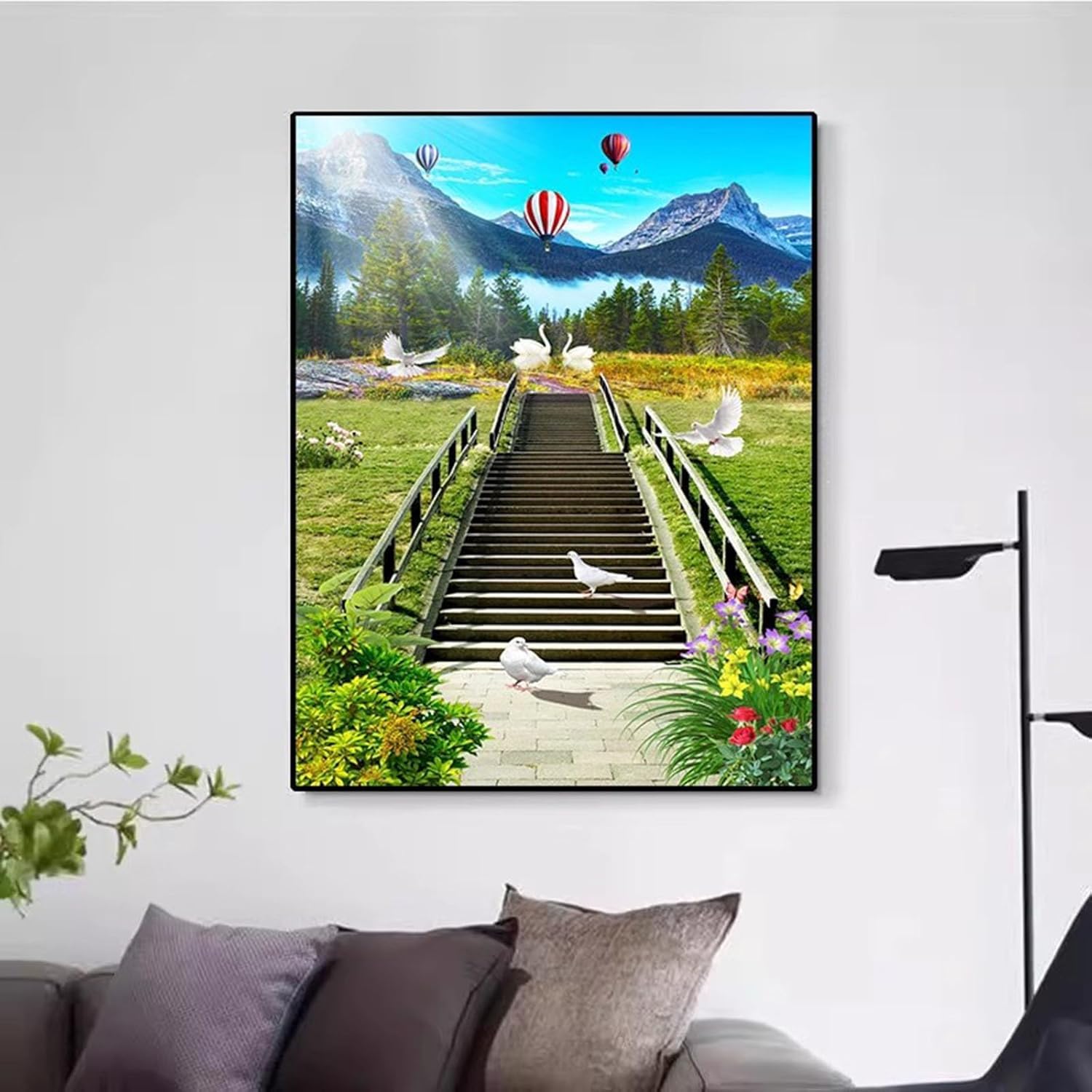 Cubierta de panel eléctrico, cubierta de caja de disyuntores, armario de caja de fusibles montado en la pared, pintura decorativa con medidor oculto, tamaño 50 x 70 cm