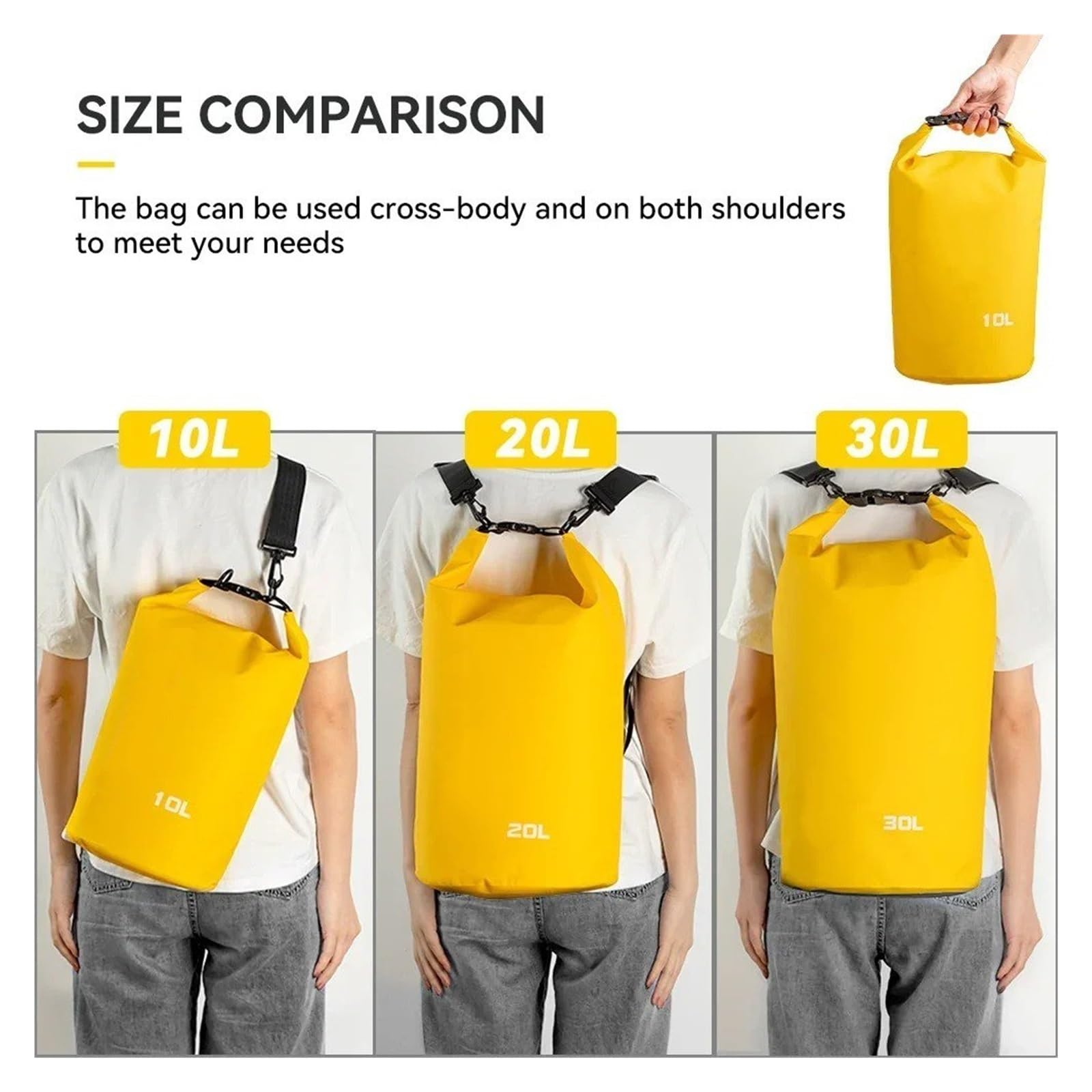 Top Case Motos Bolsa Impermeable para Motocicleta Mochila Seca para Viaje Al Aire Libre 10L 20L 30L para Ciclismo Y Camping Bolsa De Moto(Yellow 30L)