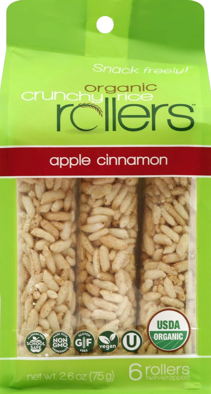 CRUNCHY ROLLERS Organic Apple Cinnamon Rice Rollers 6 Count