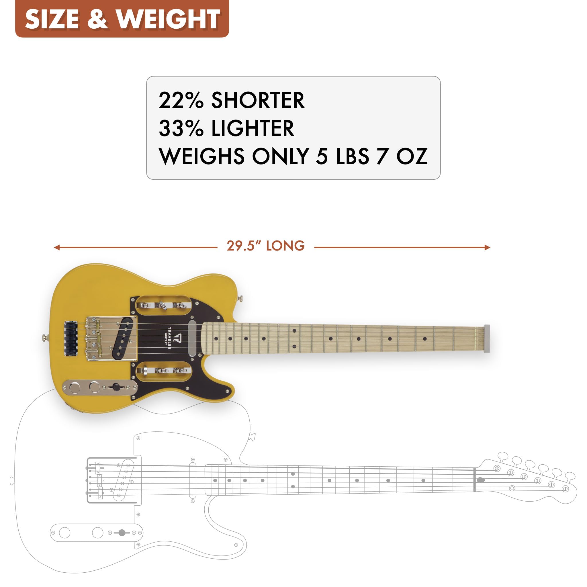 Traveler Guitar Chitarra elettrica da viaggio EG-3 (Butterscotch Blonde) con custodia