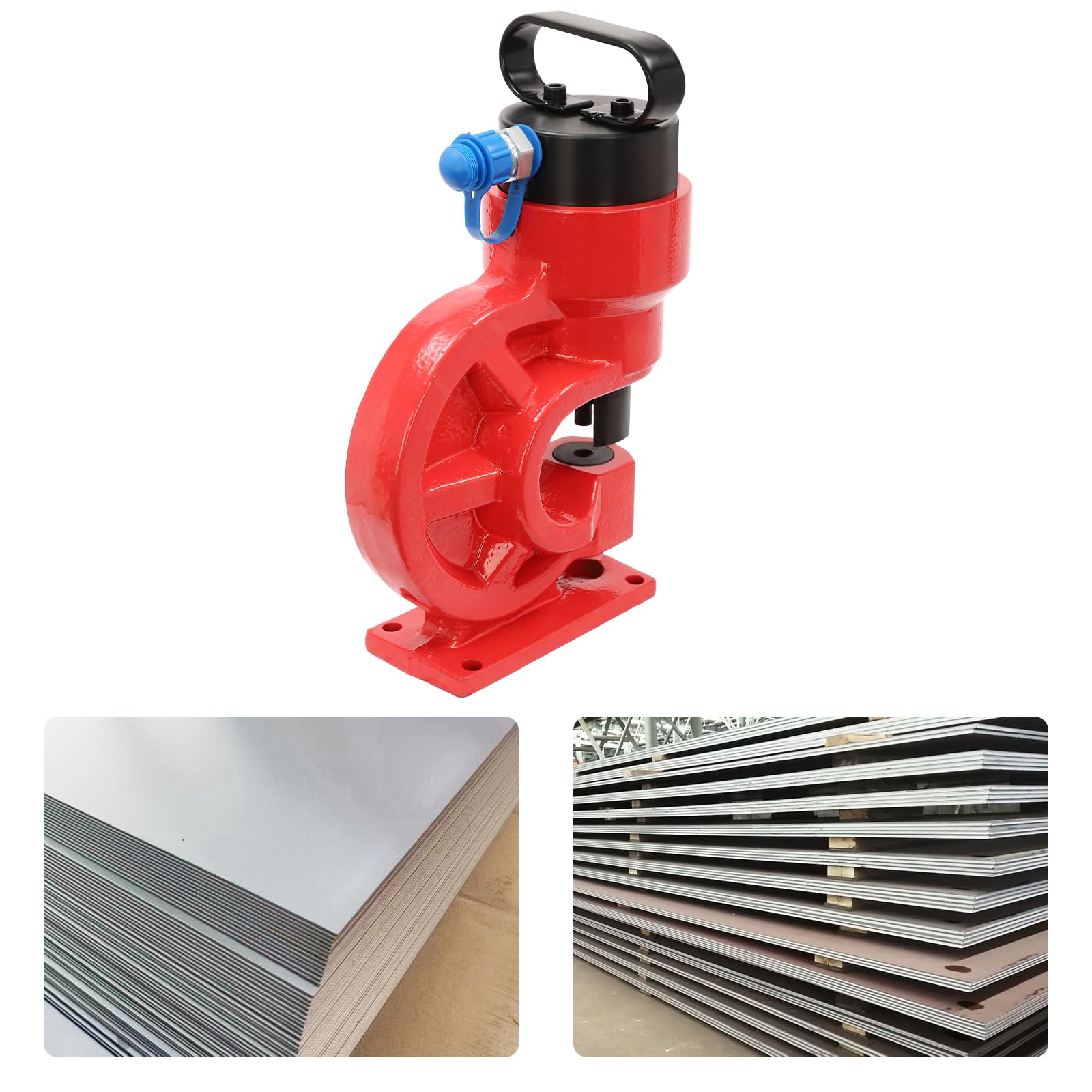 310 KN/31 T CH-60 Hidráulica Punzón Herramientas Manuales Kits de acero CR45 para perforar chapa, herramienta de perforación con placa cóncava, 3/8", 1/2", 5/8", 3/4", rojo
