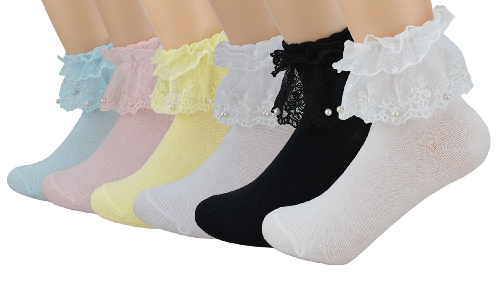 Women Princess Socks, Ruffle Edge With Top Lace Trim Socks, Frilly Princess Sock For Cosplay/Dress/Ballet/Church L-S-7