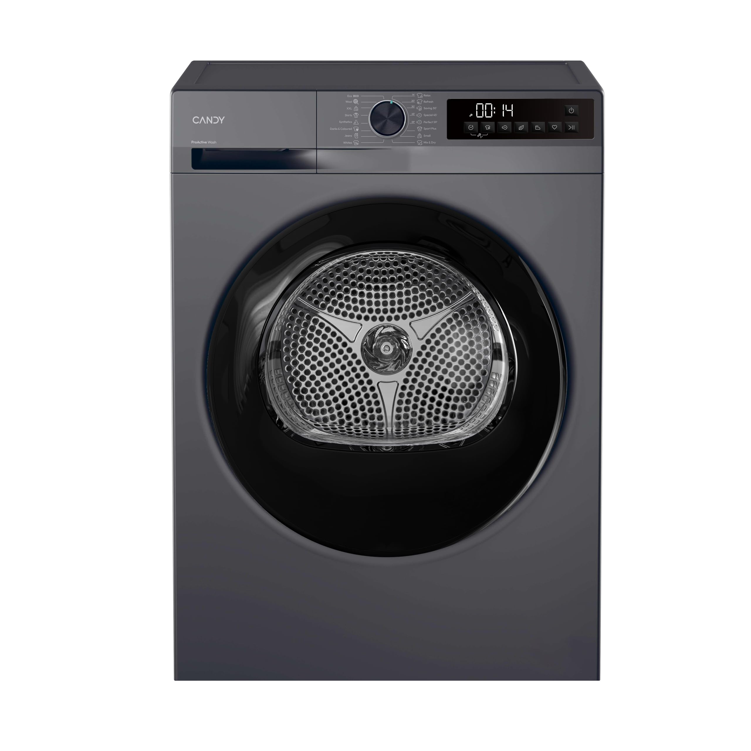 Candy Quick Pro GD 10N1BR-80 Tumble Dryer, Heat Pump, 10kg, 1400 RPM, 15 Programmes, A++ Energy Rating, Rapid Cycles, Graphite, 59x60x85 cm