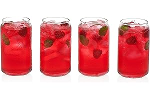 Libbey Classic Can Tumbler Glasses, Set of 4, Clear Kitchen Glassware Sets...