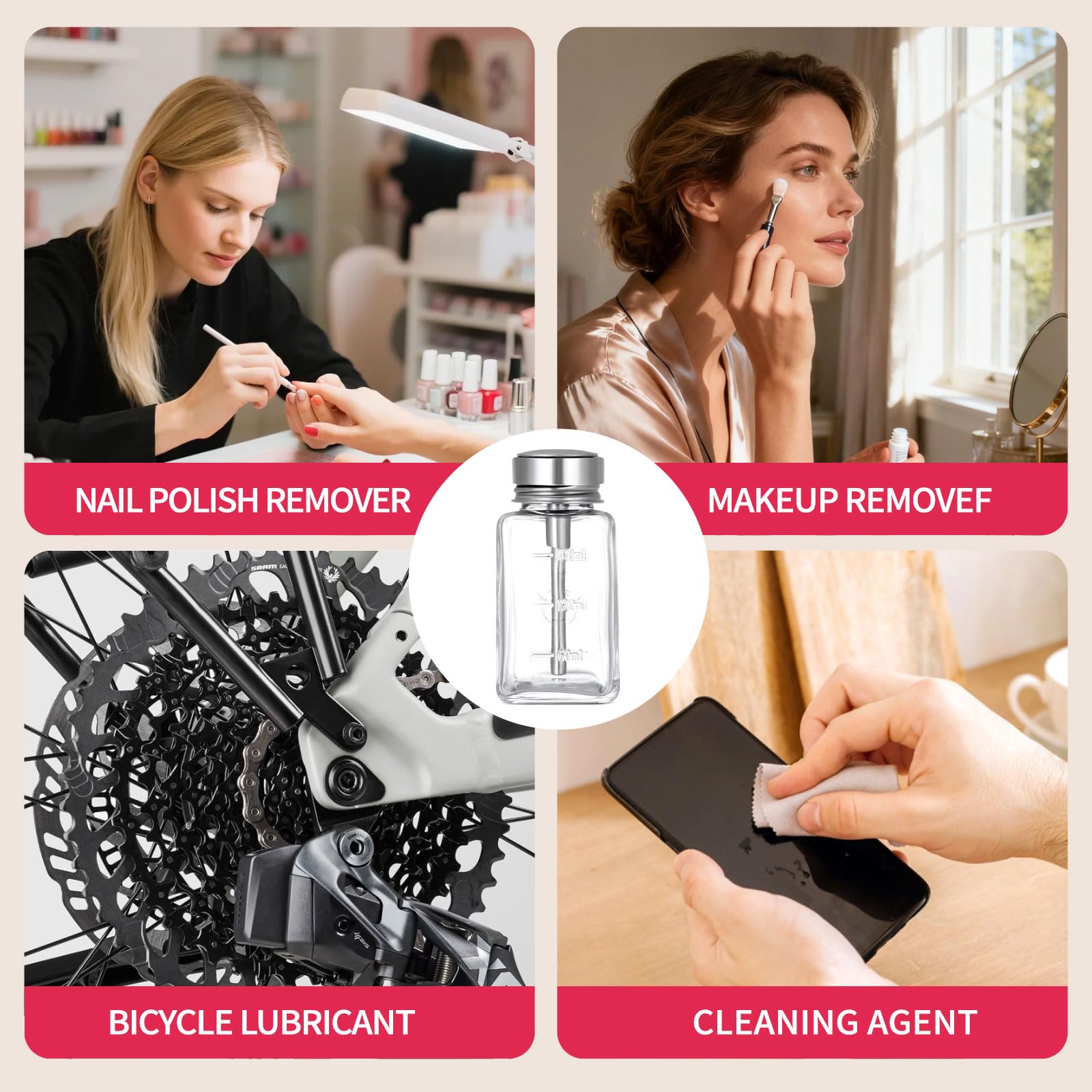 2 botellas dispensadoras transparentes de 180 ml
