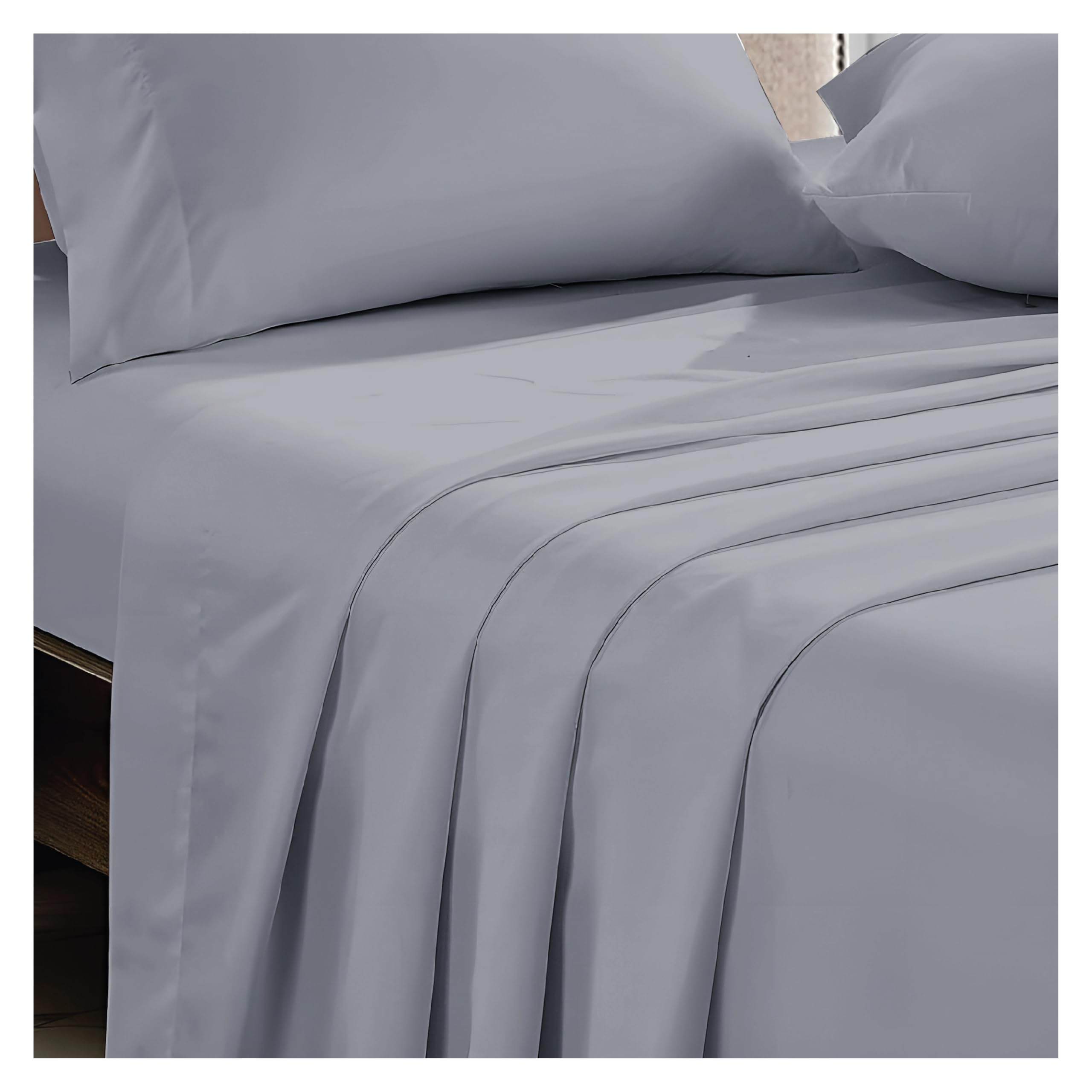 APEX FURNISHINGS Flat Sheet Grey 100% Egyptian Cotton 300 Thread Count Single Bed Sheets - Breathable and Fade Resistant Hotel Bedding Flat Sheets (180cm x 255cm)