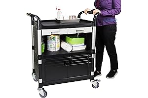JaboEquip 3 Shelf Durable Utility Lab Cart Lockable Medical Cart Cabinet Hospital...