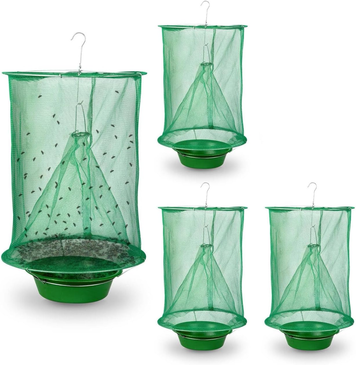 10 Pack Fly Traps Outdoor Hanging, Ranch Fly Traps with Food Bait Tray, Fly Catcher Cage for Indoor or Outdoor Family Farms, Park