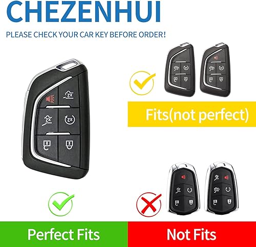 Miniatura 2 de CHEZENHUI Funda compatible con llavero Cadillac con cordón de piel, protección para llave de automóvil Cadillac ATS CT5 CT6 XT4 XT5 XTS 56 botones