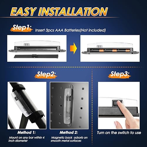 Miniatura 5 de Luz de cúpula UTV alimentada por baterías, montaje en barra enrollable, luz interior LED, luces de persecución, luces de mapa para UTV SXS Polaris