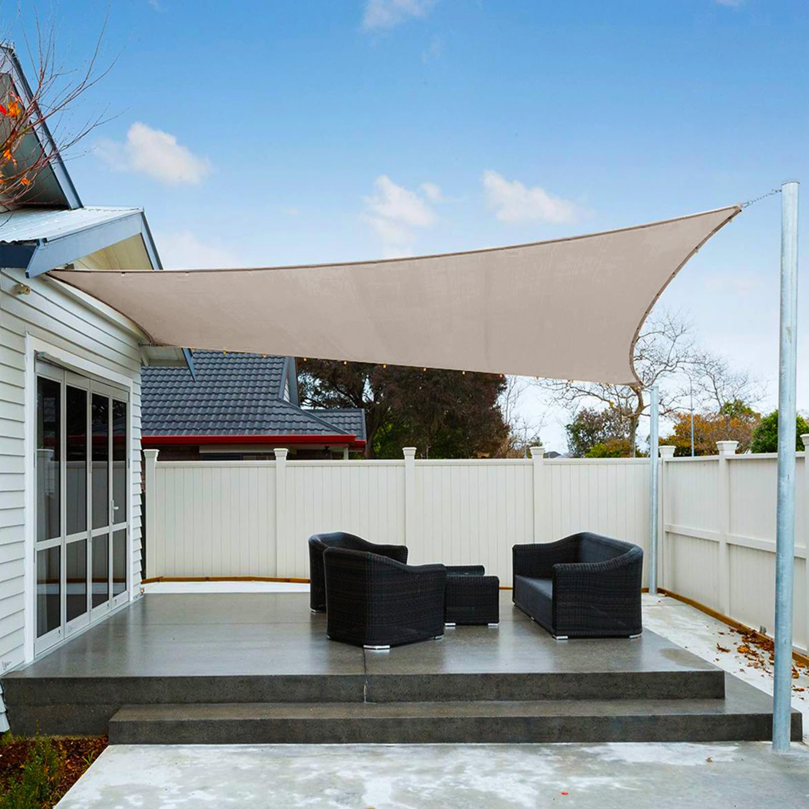 AXT SHADE Toldo Vela de Sombra Impermeable Triangular 3x3x4,25m Protección Rayos UV para Exterior Terraza Patio Jardín-Arena — view 14