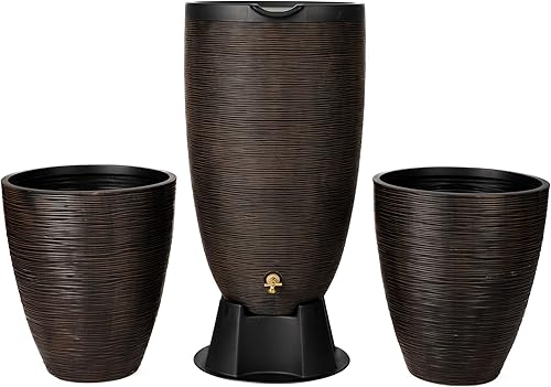 Miniatura 10 de RTS Home Accents Barril de lluvia Newport de 50 galones con soporte y tapa extraíble, color arenisca