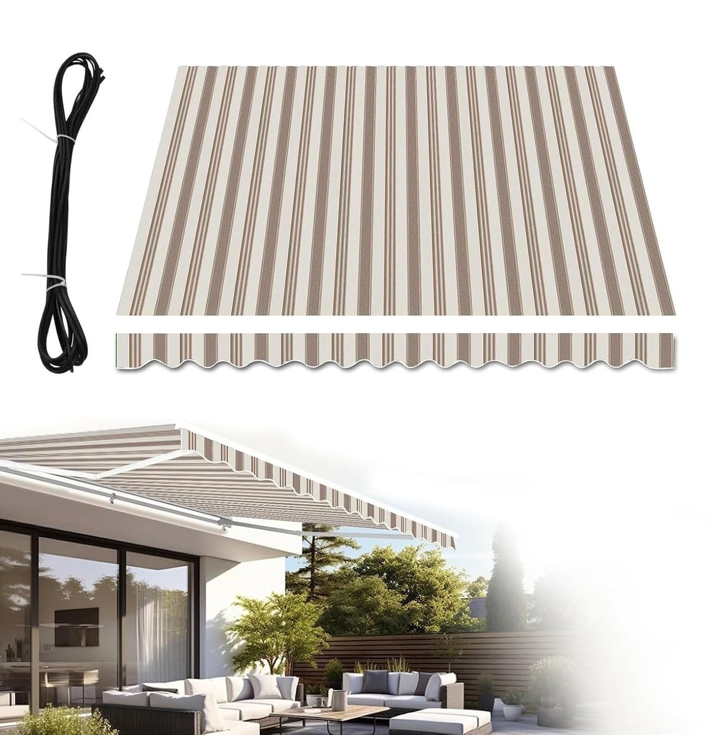 Toldo de repuesto para patio exterior de poliéster color A y medida 22x11 pies