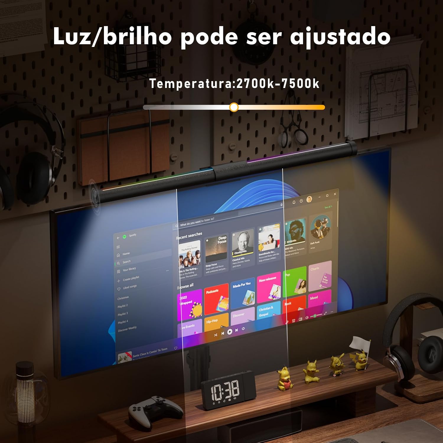 Luminaria LED para Monitor, Barra de Luz RGB para Monitor, Controle por Toque, 16 Cores, Proteção Ocular, Compatível com Computadores Luminaria LED para Monitor, Barra de Luz RGB para Monitor, Controle por Toque, 16 Cores, Proteção Ocular, Compatível com Computadores