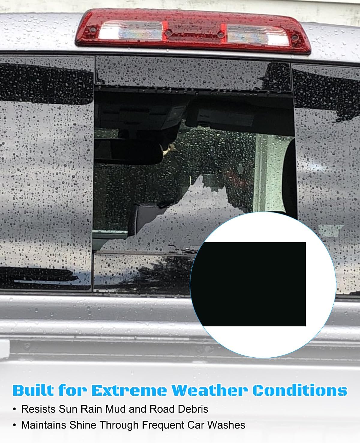 Rear Window Trim Fit for Silverado Sierra 1500 2500 3500, Gloss Black