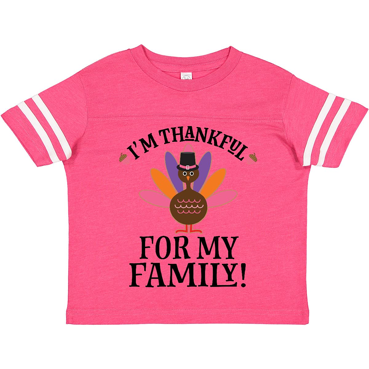 inktastic Thanksgiving Girl Turkey Thankful for Family Toddler T-Shirt 5-6 Football Pink and White 2db13