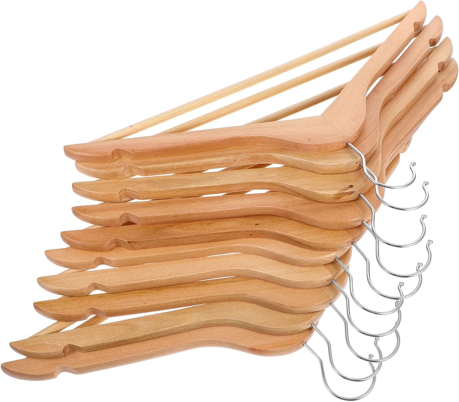 Alipis 10pcs Wooden Wide Shoulder Clothes Hangers for Closet Non-Slip Solid Wood Coat Hangers with Construction for Jeans Jackets and Clothing Storage Drying in Home Wardrobe Organization