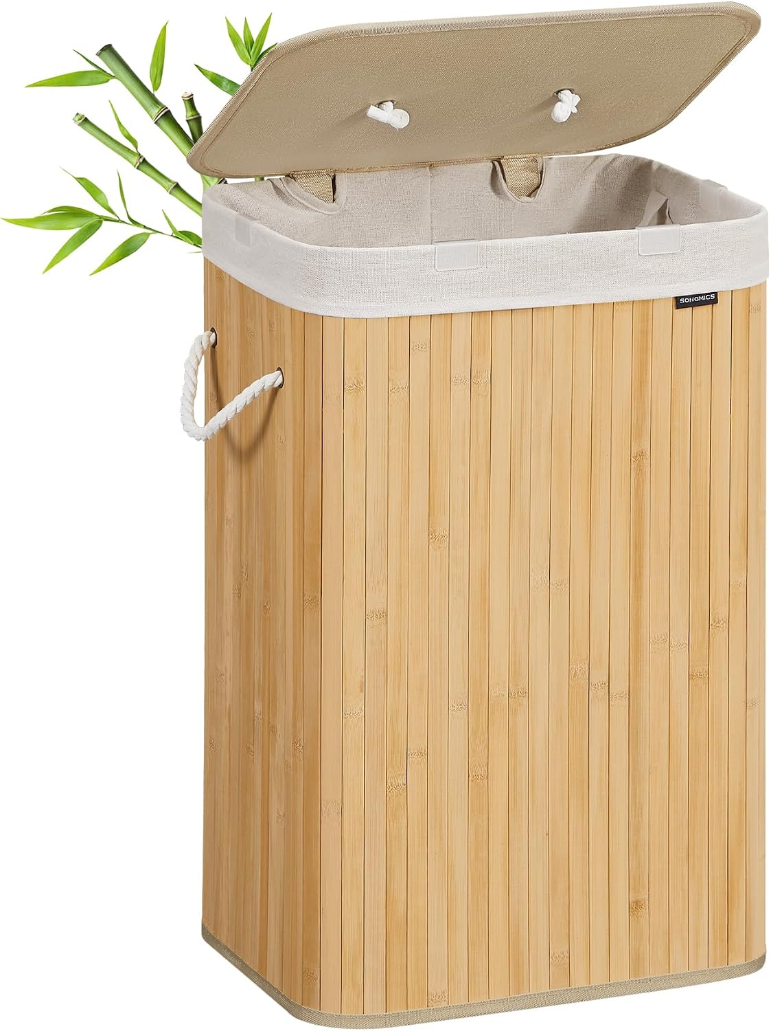 SONGMICS Laundry Hamper 72L Bambú Natural