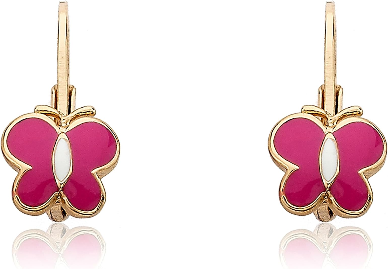 Little Miss Twin StarsKids Earrings -14k Gold Plated Enamel Butterfly Earrings - Hypoallergenic and Nickel Free For Sensitive Ears