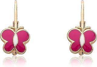 Kids Earrings -14k Gold Plated Enamel Butterfly Earrings - Hypoallergenic and Nickel Free For Sensitive Ears