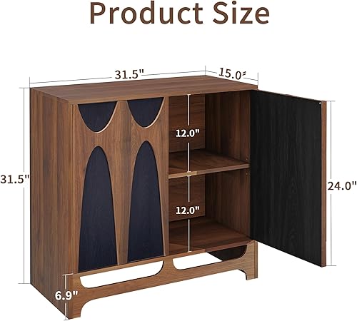 Miniatura 2 de Aparador buffet con juego de 3, armario de almacenamiento moderno de mediados de siglo de 94.5 pulgadas con estante ajustable y 6 puertas para