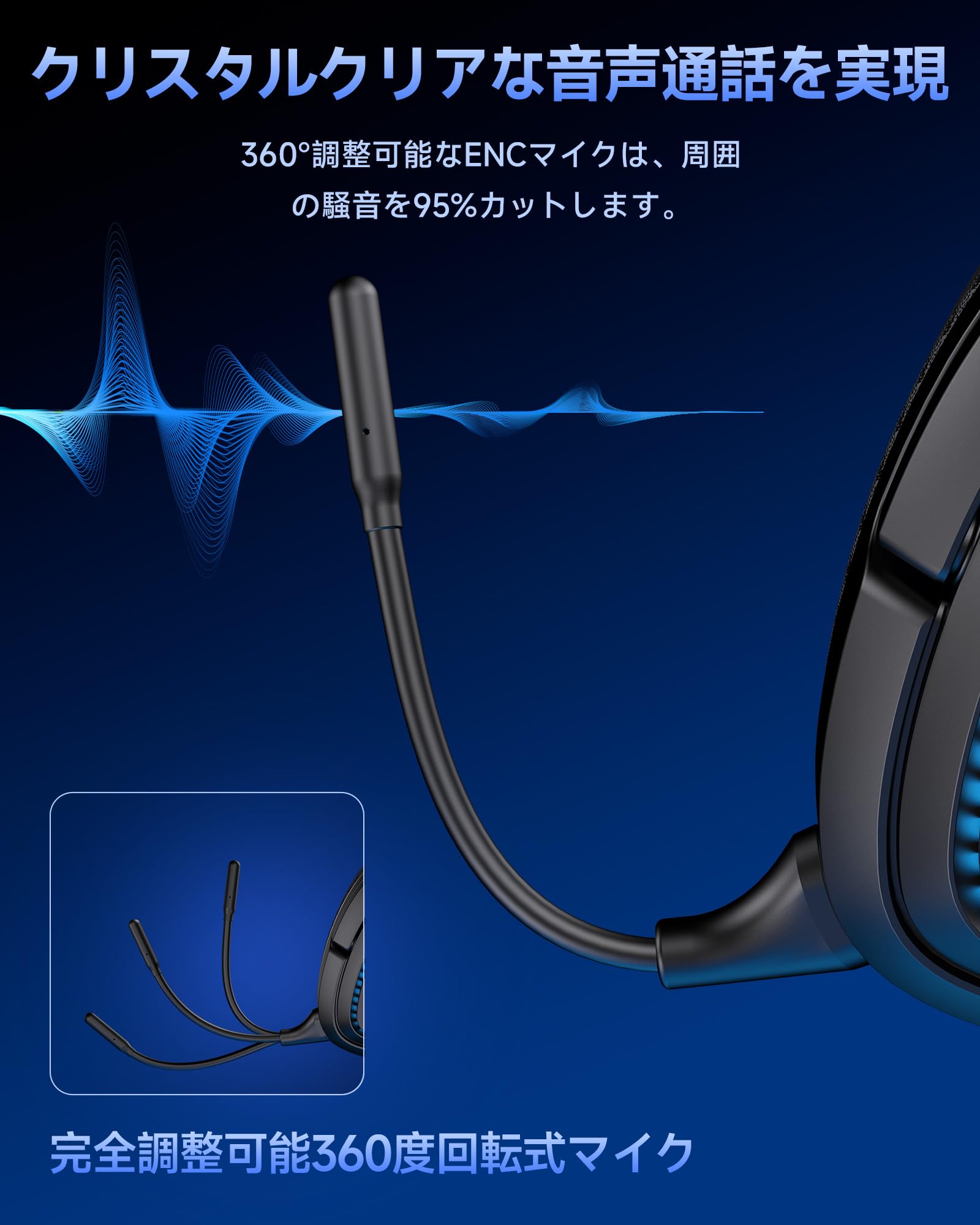 Amazon.co.jp: ゲーミングヘッドセット ワイヤレス 2.4G Bluetooth 5.3