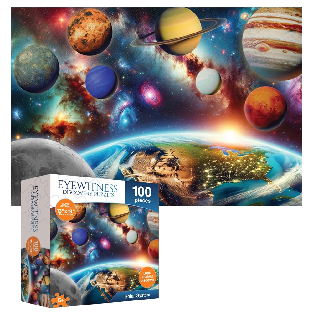 Eyewitness Discovery Puzzle Solar System, 100 Piece Jigsaw for Kids, Educational Learning Toy for Boys & Girls, Children Ages 5+