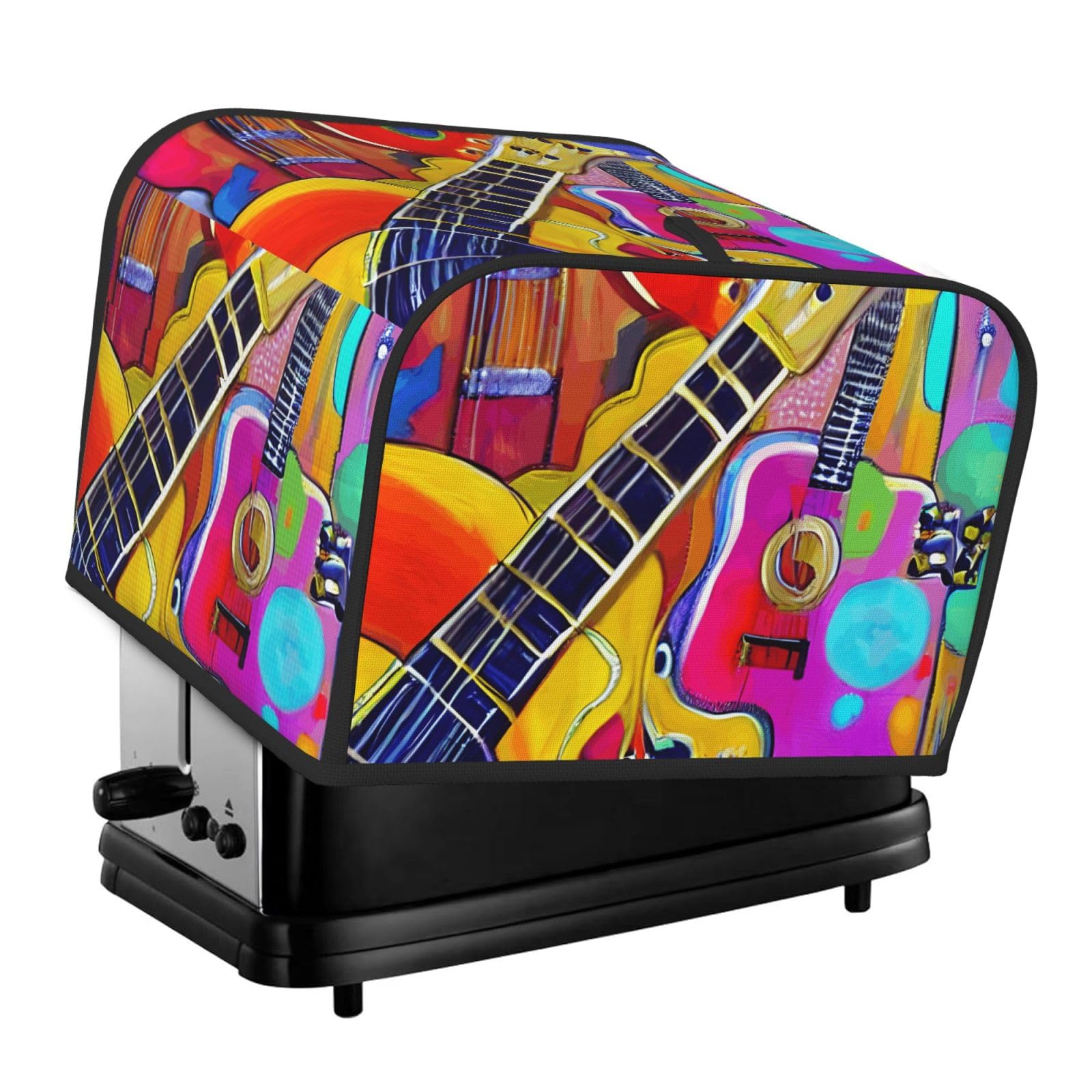 Color Acoustic And Guitars Print 4-Slice Toaster Cover Dustproof Waterproof Kitchen Appliance Protector For Bread