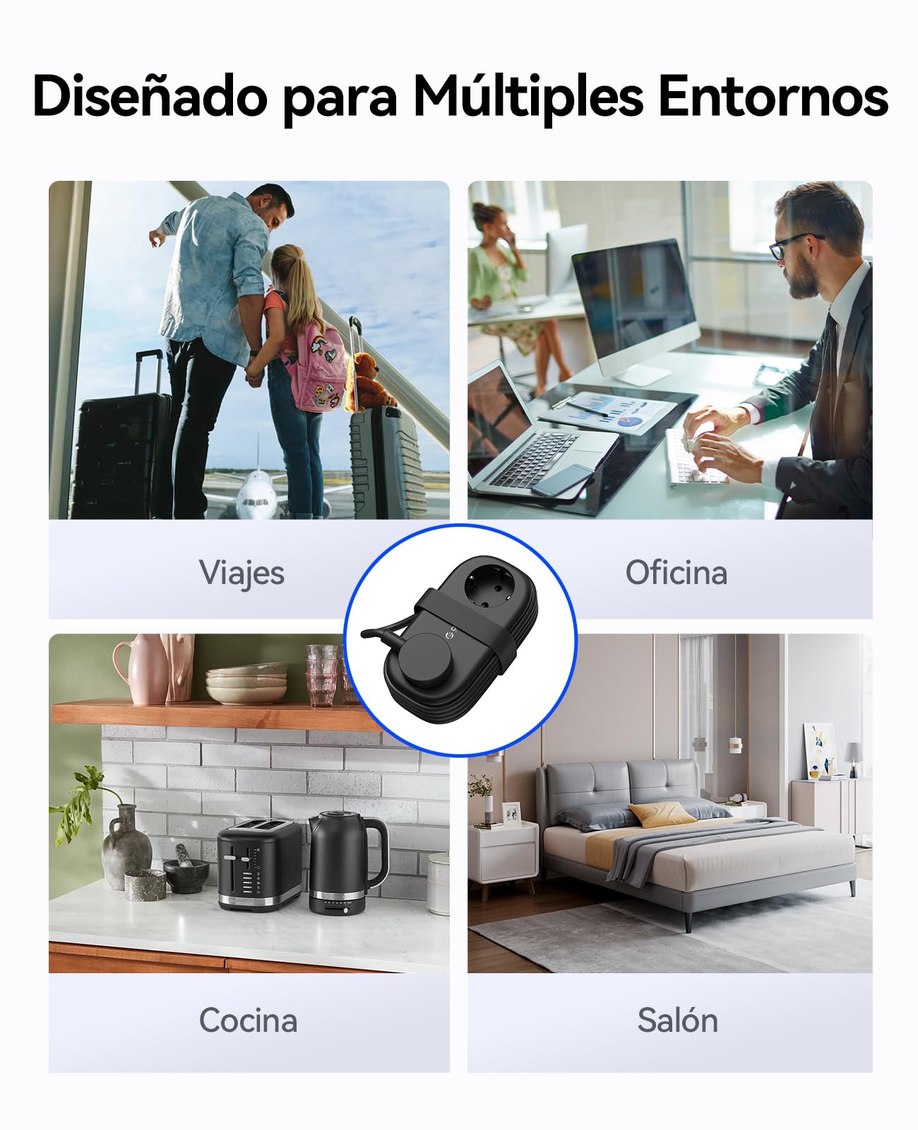 ORICO Kit de Viaje Completo: Regleta de Viaje (Negra) y Adaptador de Enchufe Universal - Solución de Carga 2 en 1 con 2 Tomas y 5 Puertos USB (PD 20W), Compacto para Equipaje