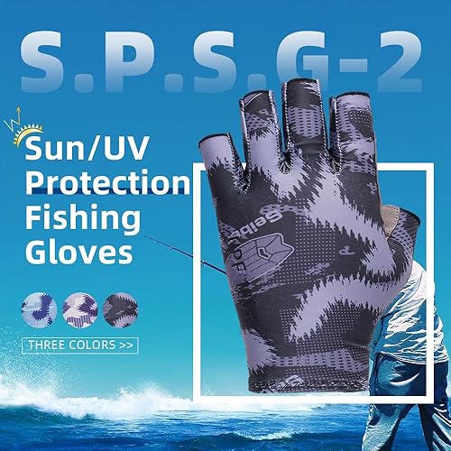 Miniatura 14 de Seibertron S.P.S.G-2 UPF100+ Guante de pesca para adultos y jóvenes con protección solar y UV Gris,Negro