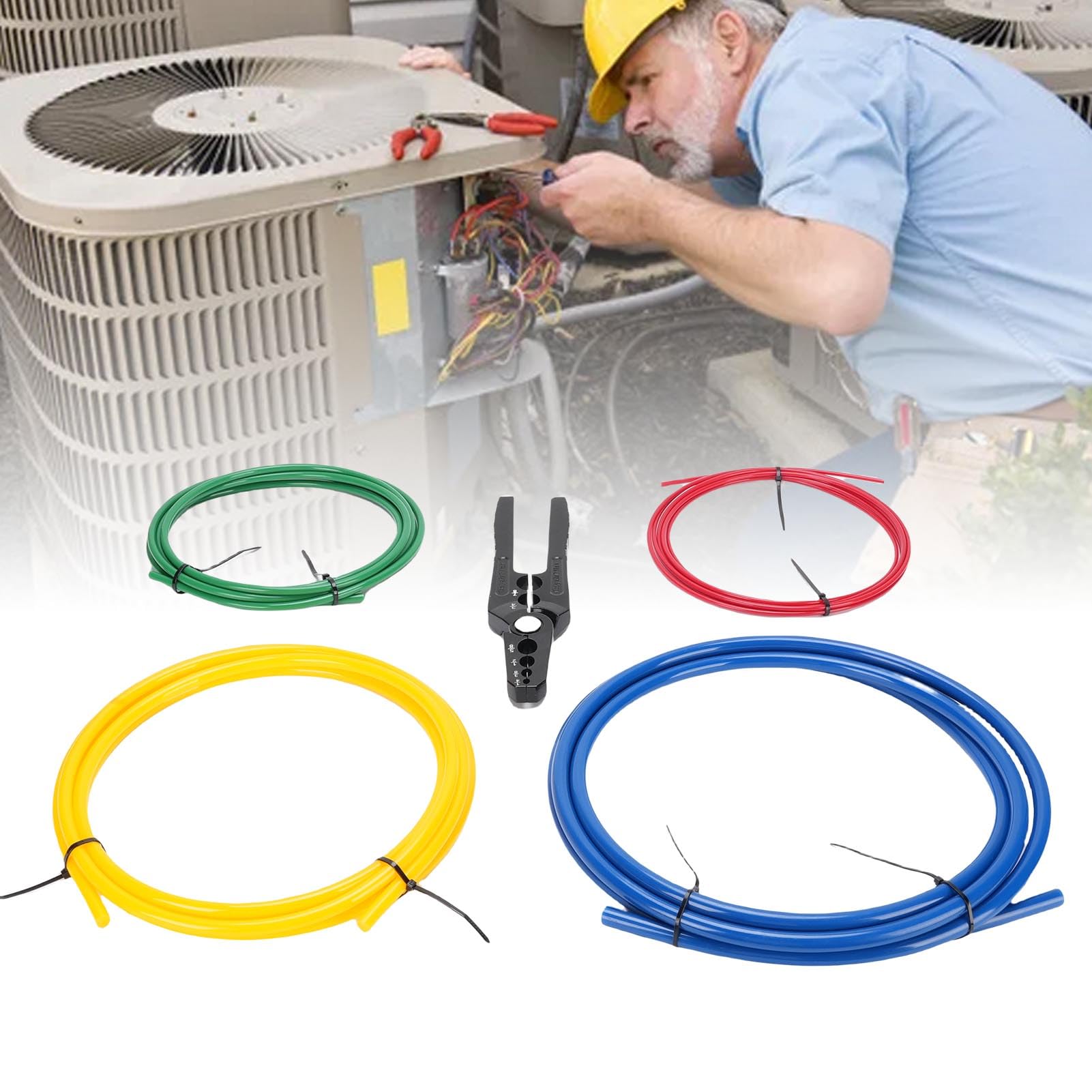Aramox Kit Doblador de Tubos de Cobre con Alicates de Reparación de Aleación de Aluminio y Tiras Dobladoras de PE de 4 M, 4 Tamaños 1 a 5 8, Restaura Tubos Aplanados para Técnicos de Refrigeración